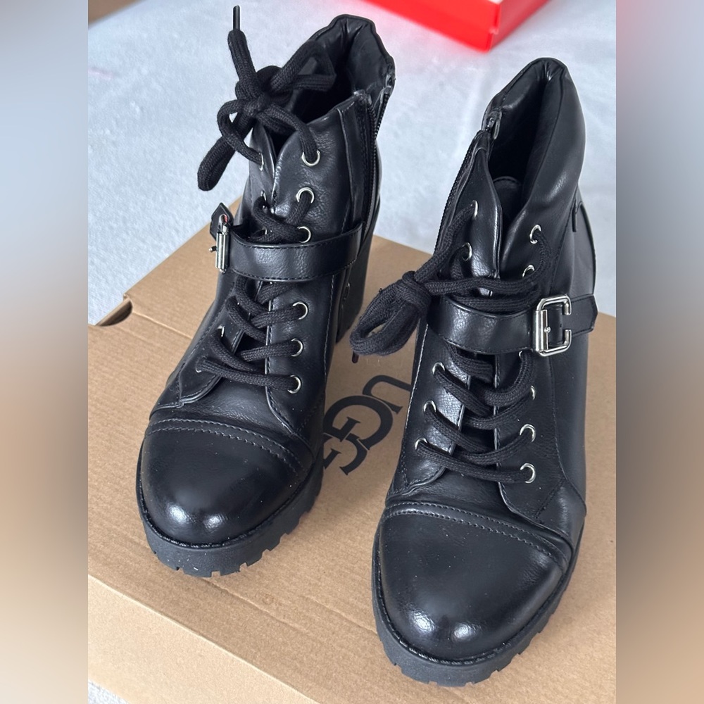 Faux leather black boots size 7.5